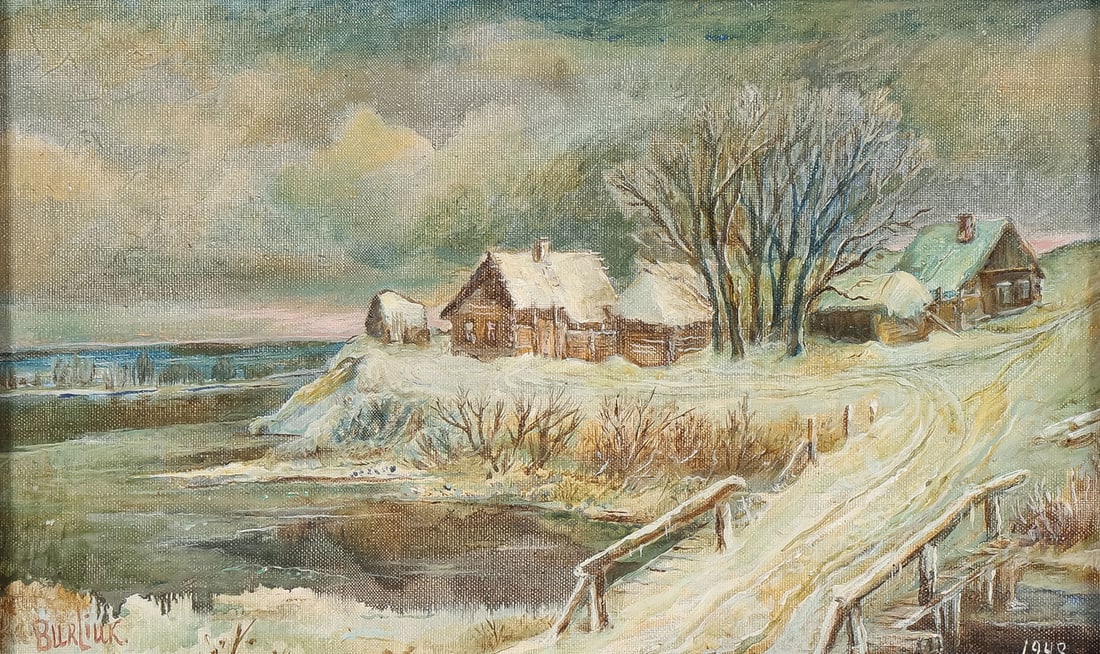 SIGNED & DATED BURLIUK LANDSCAPE, 1948 (1 of 3)