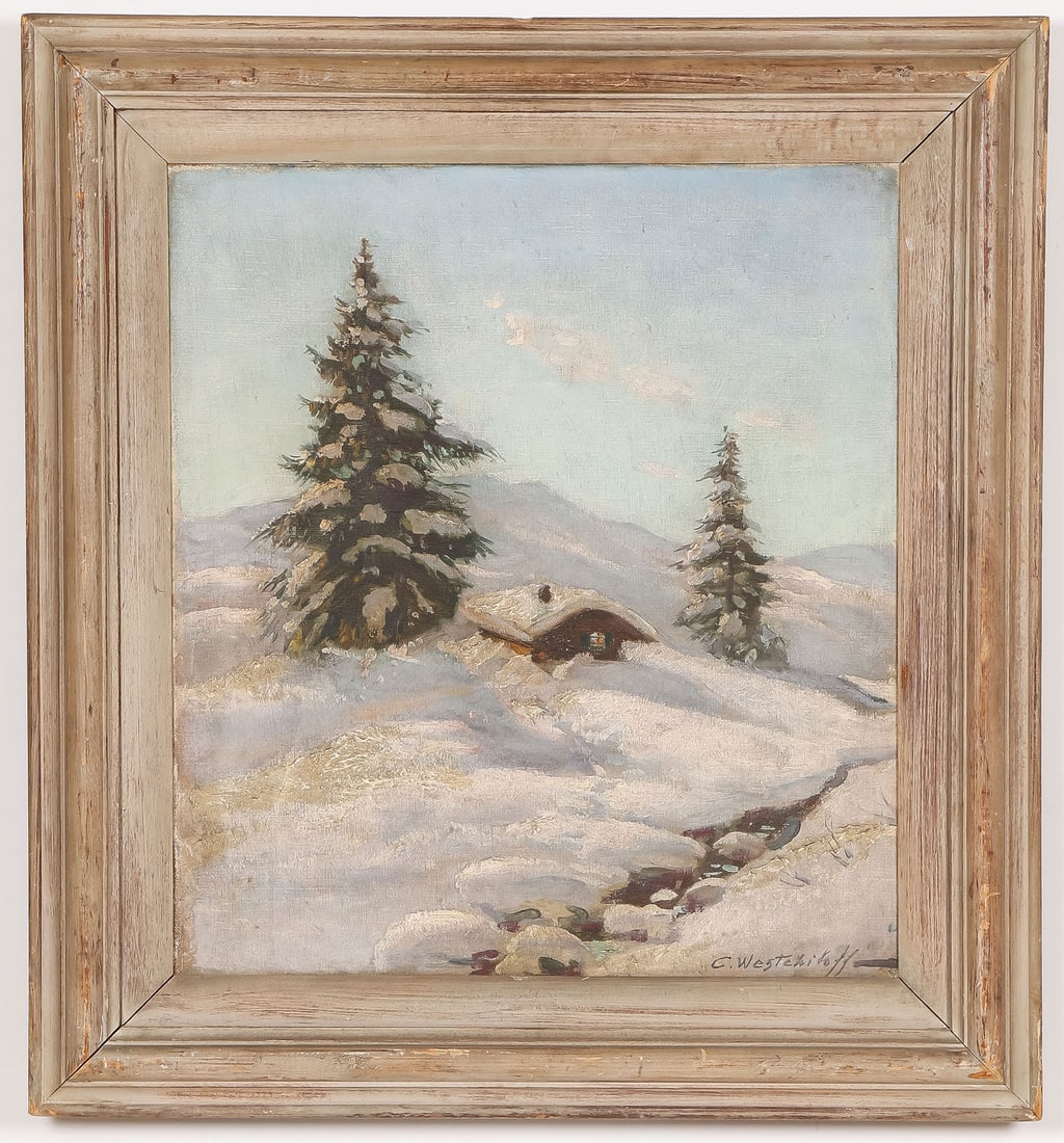 SIGNED WESTCHILOFF ALPINE PAINTING (1 of 4)