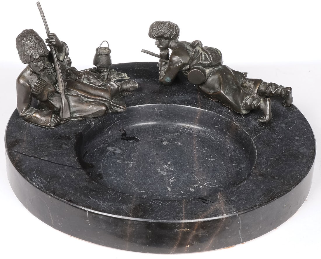 RUSSIAN FIGURAL BRONZE MOUNTED TRAY, C. 1890 (1 of 2)
