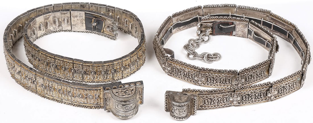 2 RUSSIAN CAUCASIAN SILVER CEREMONIAL BELTS (1 of 6)