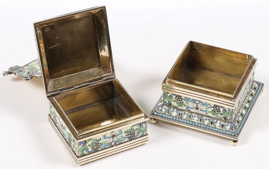 GROUP OF RUSSIAN SILVER & ENAMEL OBJECTS - 3