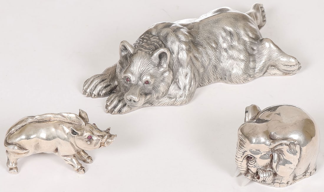 3 SILVER FABERGE STYLE ANIMALS (1 of 6)