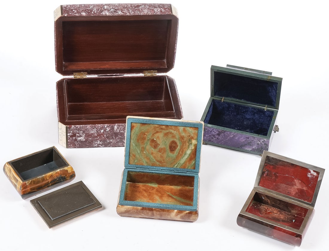 5 ATTRACTIVE HARDSTONE BOXES - 2