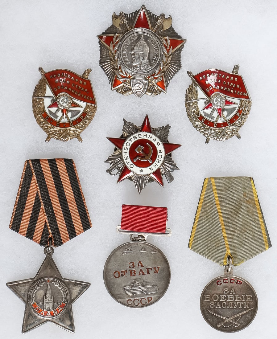 7 GREAT RUSSIAN SOVIET ORDERS & MEDALS GROUP (1 of 2)