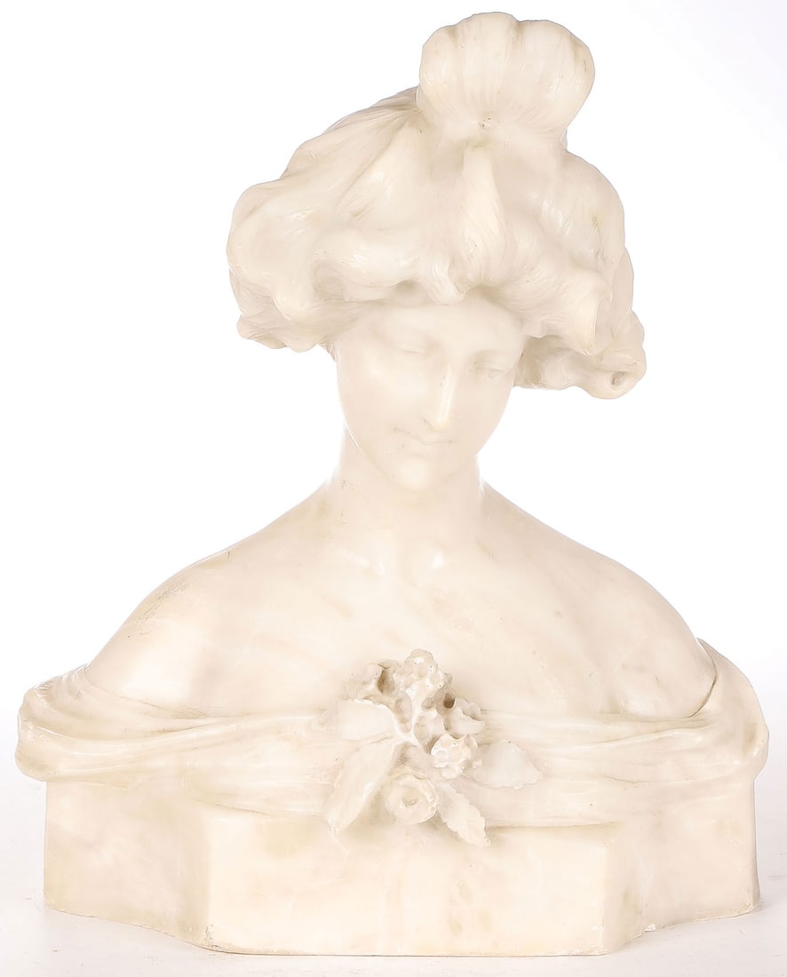 CARVED ALABASTER BUST, C. 1890 (1 of 2)