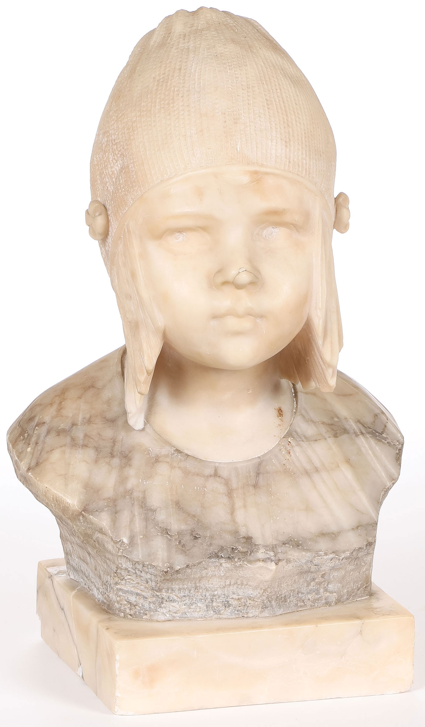CHARMING CARVED ALABASTER BUST (1 of 2)
