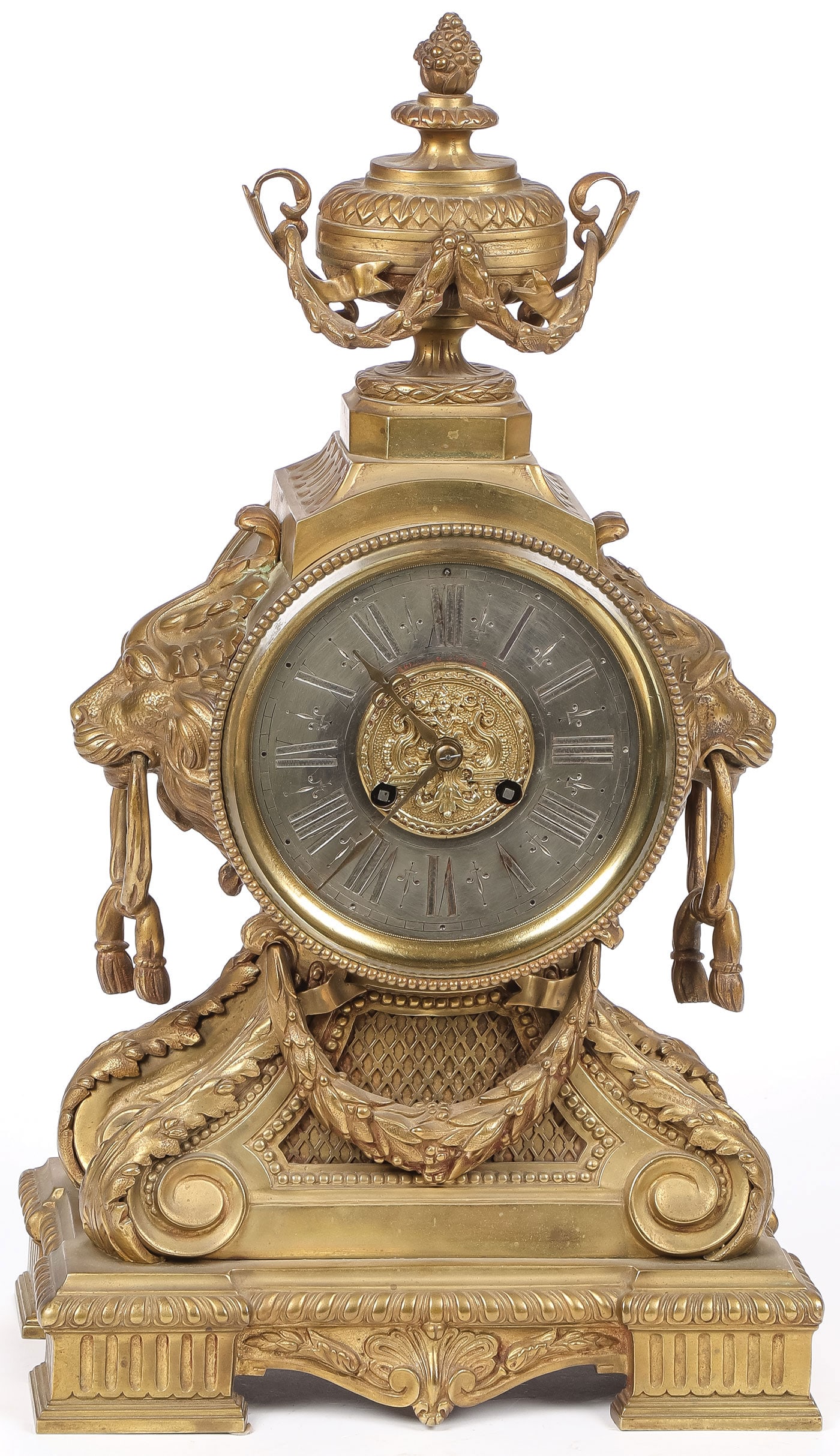 ORNATE FRENCH BRONZE MANTLE CLOCK, 19TH C (1 of 4)