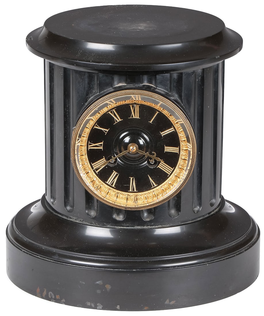 FRENCH MARBLE PEDESTAL MANTEL CLOCK (1 of 5)