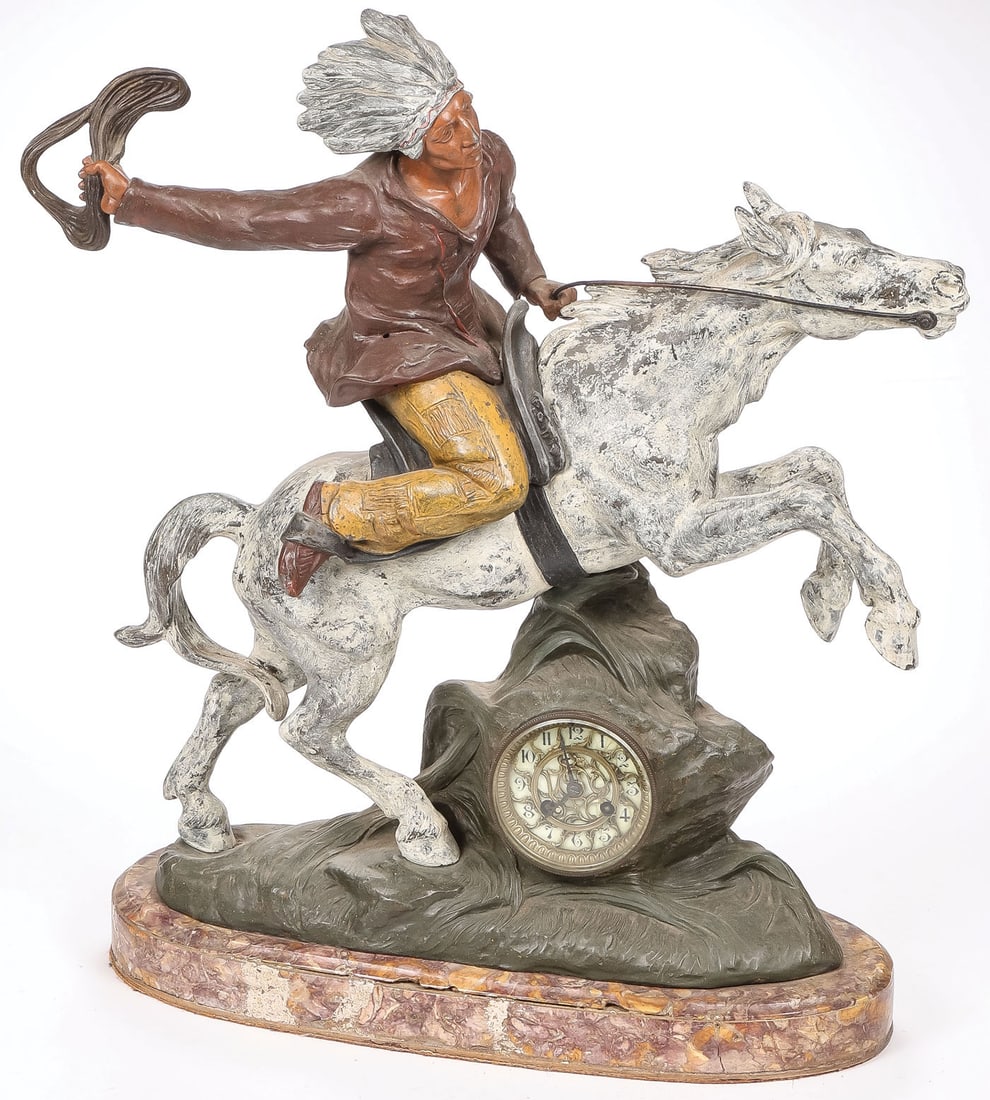 RARE LARGE INDIAN MANTLE CLOCK, C. 1890 (1 of 3)