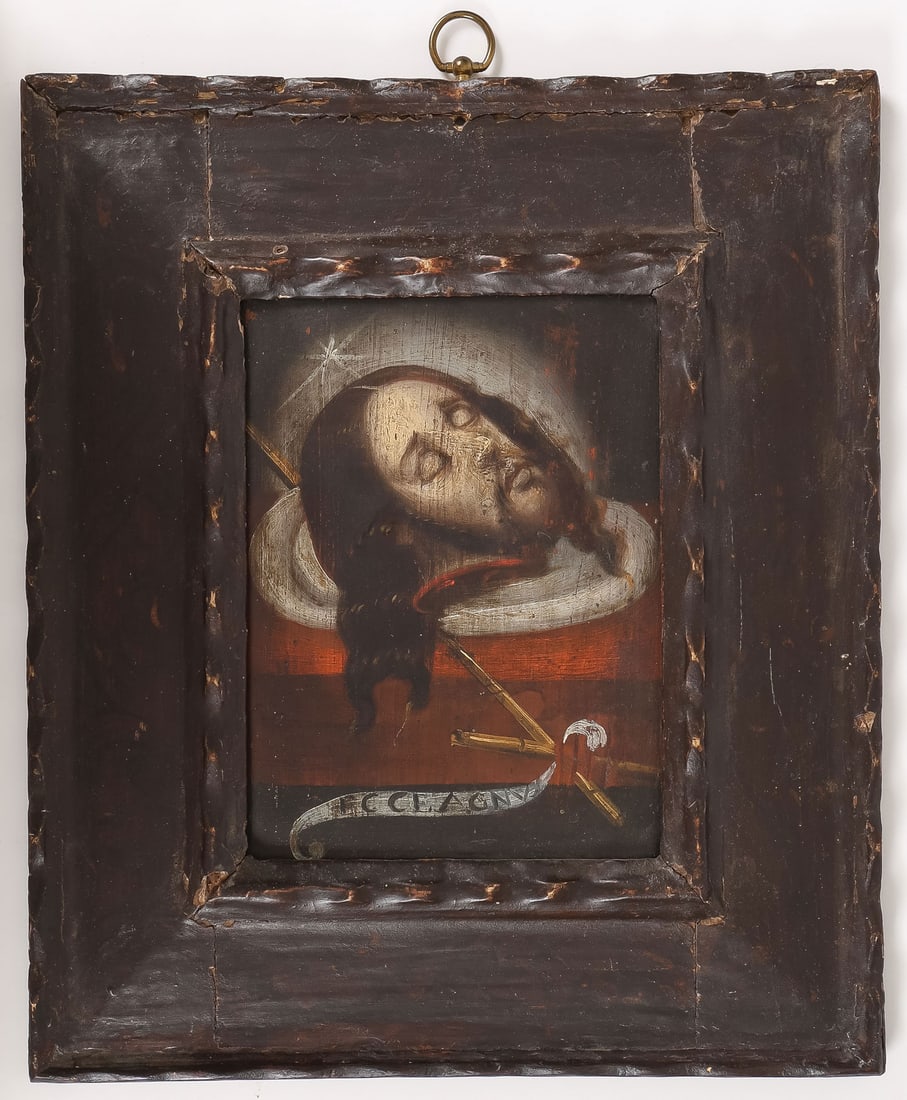 OIL ON PANEL DEVOTIONAL PAINTING, 18TH C (1 of 3)