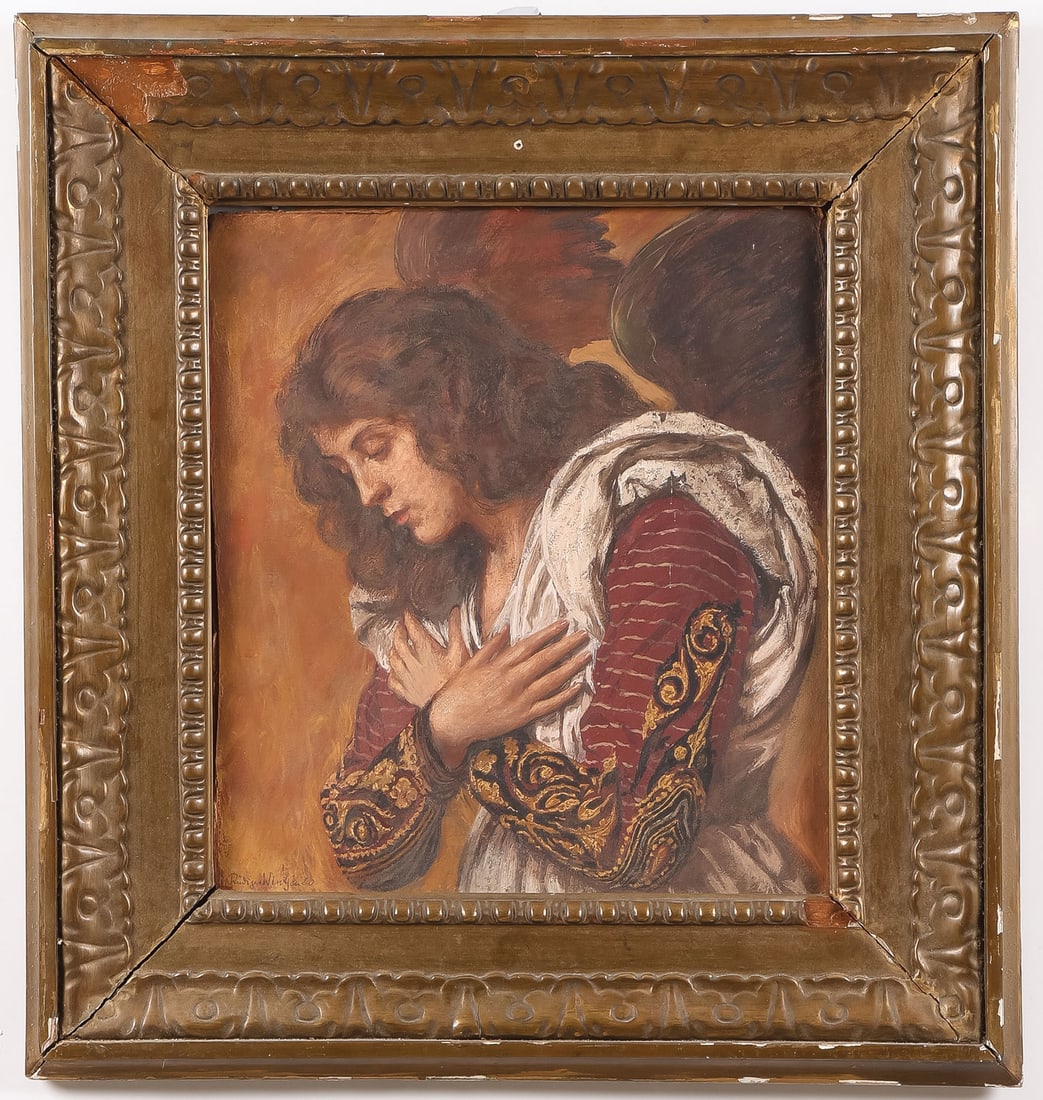 SIGNED PASTEL OF PRAYING ANGEL: Vintzen Rudiger (German 1885-1958) A Praying Angel -1920 Pastel Signed lower left and dated ?20' 15.75 x 13.75 inches (40 x 35cm). Overall, including frame, 23.25 x 21.75 inches (59.5 x 55.5cm)
