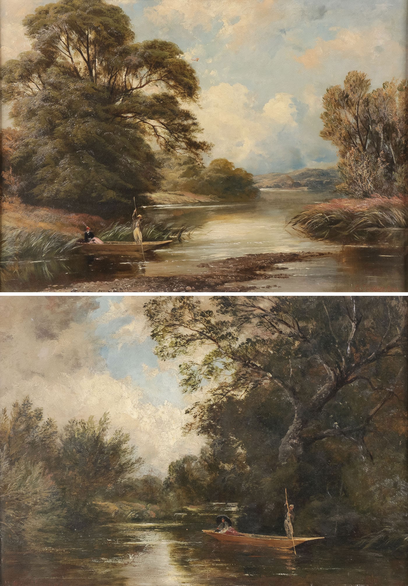PAIR OF SIGNED BRITISH PAINTINGS OF THE THAMES (1 of 9)