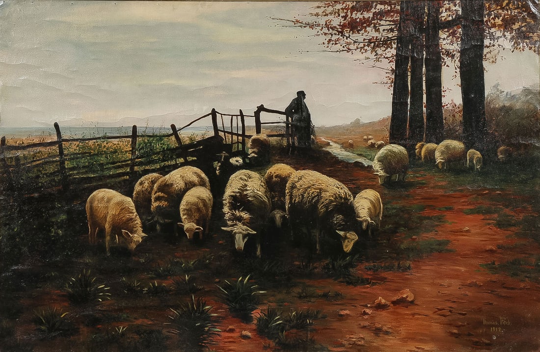 LARGE SIGNED & DATED PASTORAL SCENE (1 of 4)