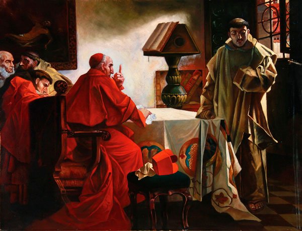 LARGE HISTORICAL PAINTING, 19TH CENTURY: GERMAN SCHOOL(19th century) A Monk Before a Cardinal (Possibly Luther Before Cardinal Cajetan) Oil on canvas Apparently unsigned 45.25 inches x 59 inches (115 x 150 cm)