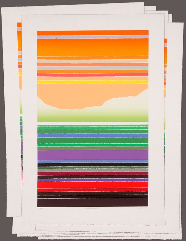 ARTHUR SECUNDA (AMERICAN B. 1927), GROUP OF 10 SE: ARTHUR SECUNDA (AMERICAN B. 1927), GROUP OF 10 SERIGRAPHS, 1981. All 10 serigraphs depicting the same work, "Saddleback Mountains". Each pencil signed, titled and number in lower margin. 40.25 inches