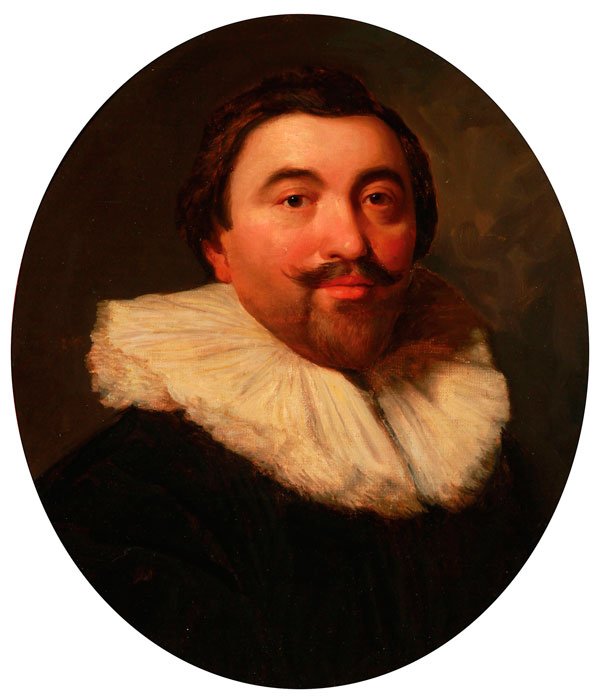 DUTCH PORTRAIT PAINTING: Follower of FRANS HALS(Dutch 1582-1666)Portrait of a Gentleman in the 17th century style Oil on canvas laid downUnsigned22.5 inches x 20.75 inches (57 x 53 cm)