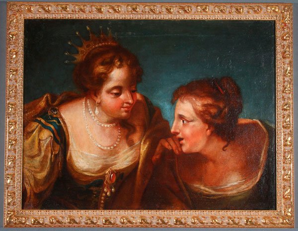 OLD MASTER PAINTING, FOLLOWER OF PIETRO LIBERI: Follower of PIETRO LIBERI(Italian 1605-1687) The Finding of Moses Oil on canvas Unsigned 22 inches x 29.6 inches (55.9 x 75.2 cm)