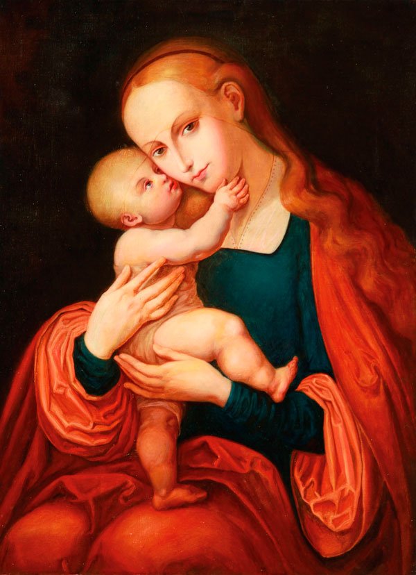 MADONNA AND CHILD PAINTING, AFTER CRANACH: After LUCAS CRANACH(German 1515-1586)Madonna and Child- 19th centuryOil on canvas33.75 inches x 24.75 inches (85.7 x 62.8 cm), unframed