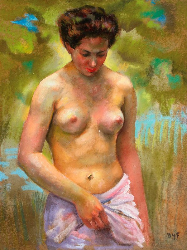 MARCEL DYF, NUDE PASTEL, SIGNED: MARCEL DYF (French 1899-1985)Nude Bather in Landscape Pastel on paperSigned lower right25.5 inches x 19.75 inches (65 x 50 cm)