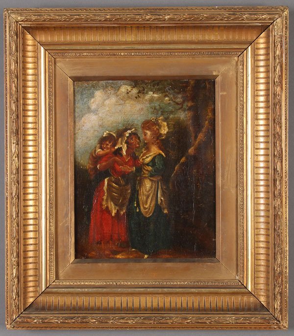 19th Century Oil Painting: CONTINENTAL SCHOOL(19th century) Charity Oil on canvas Apparently unsigned 10.25 inches x 8 inches (26 x 20.3 cm); 17.5 inches x 15.25 inches (44.4 x 39 cm)