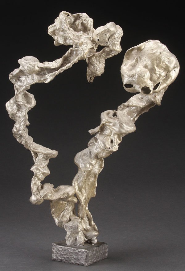 SASCHA BRASTOFF(American 1918-1993) Lazy Heart M: SASCHA BRASTOFF(American 1918-1993) Lazy Heart Magnesium sculpture Inscribed "Sascha" on underside of base above a circled CA mark Height including base 16.25 inches