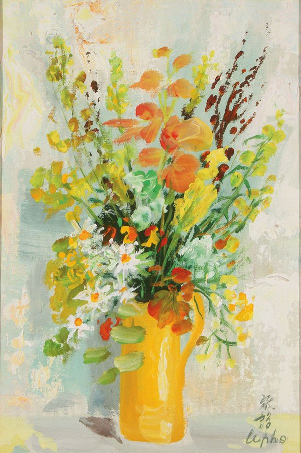 ORIGINAL LE PHO OIL PAINTING: LE PHO(Vietnamese 1907-2001)Fleurs Oil on canvasSigned lower right13 inches x 9 inches (33 x 22.8 cm)