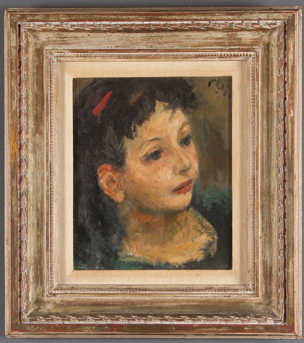 ROBERT PHILLIP(American 1895-1941) Portrait: ROBERT PHILLIP(American 1895-1941) Portrait of a Young Girl Oil on canvas Signed upper right 12 inches x 10 inches (30.5 x 25.4 cm)