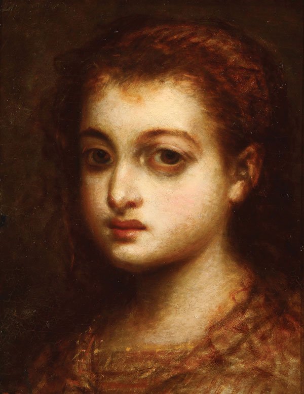 THEODORE TCHOUMAKOFF(Russian 1823-1892) Bust: THEODORE TCHOUMAKOFF(Russian 1823-1892) Bust Portrait of a Young Woman Oil on canvas Signed lower left "TH Tchmoumakoff" 13.75 inches x 10.5 inches (35 x 17 cm)