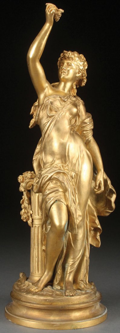 HIPPOLYTE FRANCIS MOREAU(French 1832-1927): HIPPOLYTE FRANCIS MOREAU(French 1832-1927) An Allegory of Summer Bronze with gilt patina Inscribed on base "H. Moreau" Height 15.4 inches (39 cm)