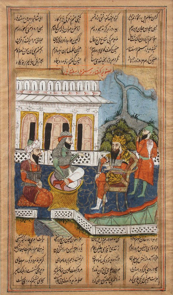 A PAIR OF INDIAN MINATURE PAINTED RAMAYANA FOLIOS: A PAIR OF INDIAN MINATURE PAINTED RAMAYANA FOLIOS, INDIA, 19TH CENTURY. Each from the same workshop and manuscript. 9.5 inches x 5.5 inches (24 x 14 cm). Together with three unillustrated leaves from