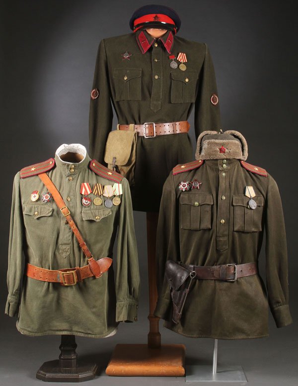 A GROUP OF THREE RUSSIAN SOVIET WWII UNIFORMS