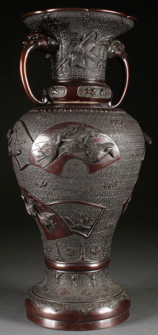 A LARGE JAPANESE BRONZE HANDLED FLOOR VASE Apr 01, 2015 Jackson's
