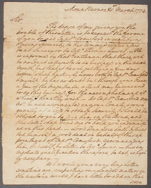 ORIGINAL WASHINGTON SIGNED LETTER, 1774
