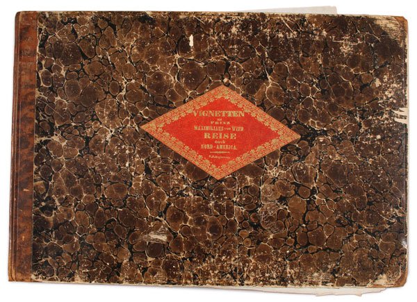 RARE CARL BODMER ORIGINAL NORTH AMERICAN FOLIO: MAXIMILLIAN, PRINCE OF WIED-NEUWIED (German 1782-1867) “TRAVELS IN THE INTERIOR OF NORTH AMERICA”, 1832-1834. An oblong bound portfolio of 31 engraved “vignette” plates (3 in color) by Karl Bo