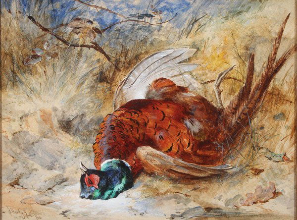 BRITISH SPORTING PAINTING, JAMES HARDY JR. DATED 1864: JAMES HARDY, JR.(British 1832-1889)Ready for Retrieve - 1864Watercolor, gouache and gum arabic on cardstockSigned lower left and dated '6419.75 inches x 26.25 inches (50 x 60.5 cm)