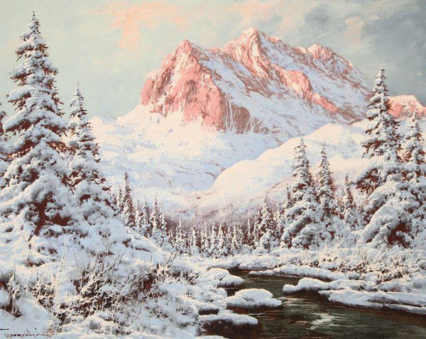 HUNGARIAN ALPINE OIL PAINTING, NEOGRADY: LASZLO NEOGRADY(Hungarian 1896-1962)Alpine Glow Oil on canvasSigned lower right 24 inches x 30 inches (61 x 76 cm)
