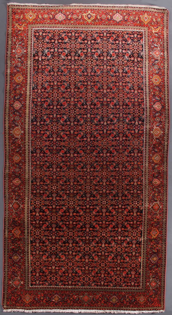 A PERSIAN MALAYER ORIENTAL RUG, CIRCA 1930'S: A PERSIAN MALAYER ORIENTAL RUG, CIRCA 1930'S. 4 feet 5 inches x 9 feet 4 inches (134.6 x 284.5 cm). Provenance: From the lifetime estate collection of Jose Antonio Danobeitia (1942-2011). Born in Spai