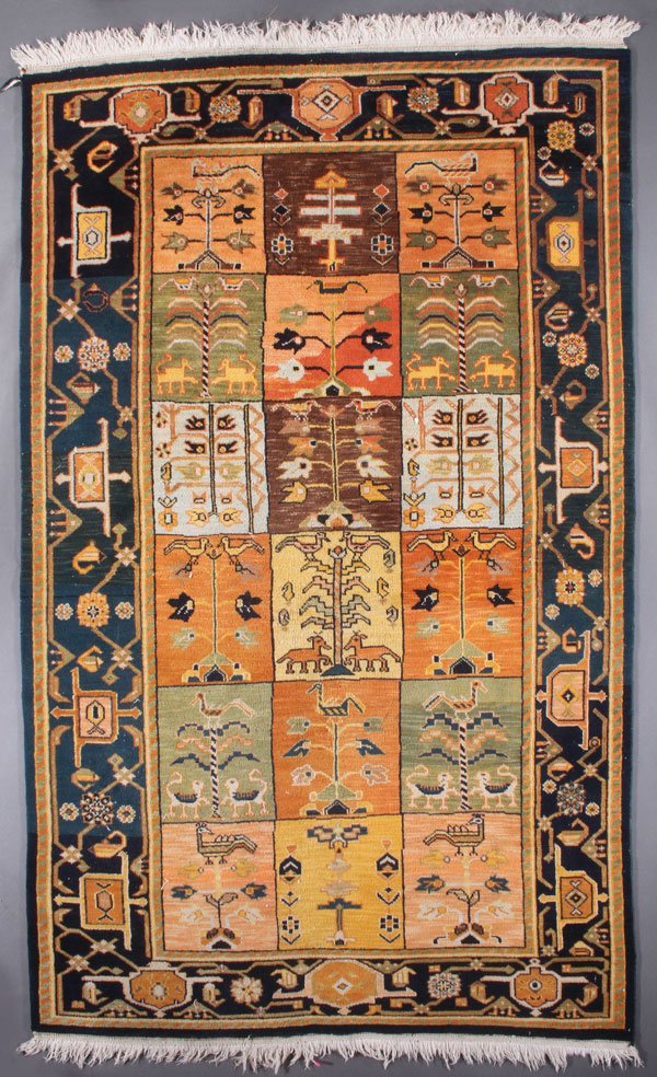 CONTEMPORARY HANDWOVEN RUG: CONTEMPORARY HANDWOVEN RUG. 8 feet 5 inches x 5 feet 2 inches (256.5 x 157.5 cm). Provenance: From the lifetime estate collection of Jose Antonio Danobeitia (1942-2011). Born in Spain, Mr. Danobeitia 