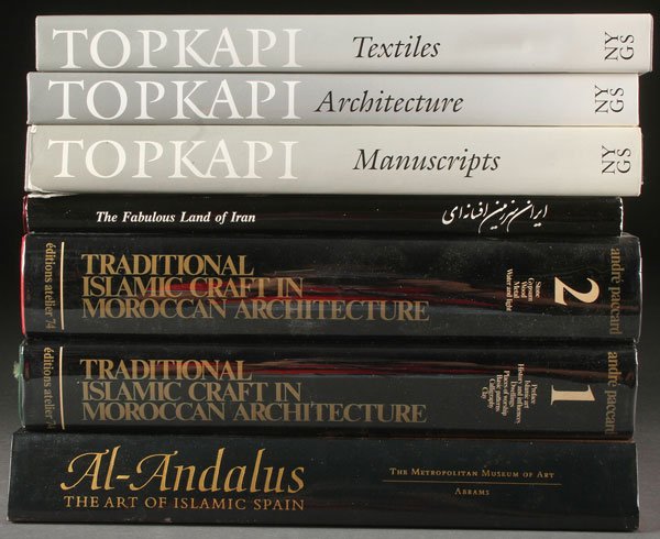 SEVEN ISLAMIC DECORATIVE ARTS BOOKS: SEVEN ISLAMIC DECORATIVE ARTS BOOKS. Comprising volumes I & II Traditional Islamic Craft in Moroccan Architecture by Andr Paccard, 1980 first edition, publ. by Editions Ateliers 74; three volumes of T