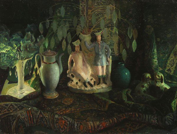 RARE FREDERICK WAUGH STILL LIFE: FREDERICK JUDD WAUGH(American 1861-1940)Still Life Group Oil on boardSigned lower right and inscribed on verso with title, presumably in the artist's own hand29.5 inches x 40 inches