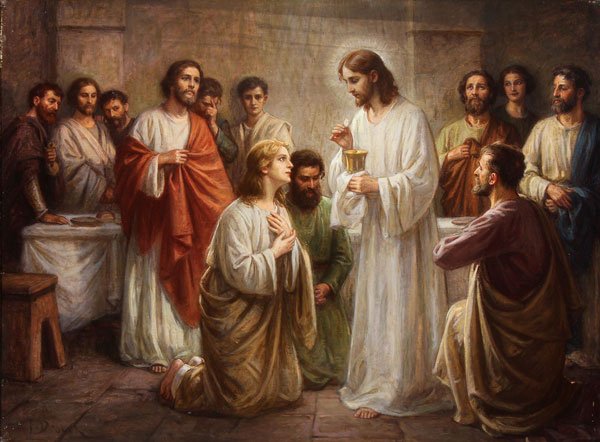CZECH PAINTING BY FRANZ DVORAK: FRANZ DVORAK(Czech 1862-1927) Christ Instituting Holy Communion Oil on canvas Signed lower left "F. Dvorak" 19.25 inches x 26.25 inches (49 x 67 cm)