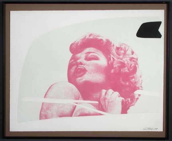 VITO ACCONCI DIPTYCH SIGNED & DATED 1984: VITO ACCONCI(American b. 1940) Crash - A dyptych - 1984 Silkscreen on pressed molded paper Titled lower right on left image and signed, dated and numbered lower left on right image 23/30 ACC and '84 2