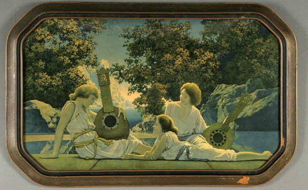 MAXFIELD PARRISH (American 1870-1966) "The Lute P: MAXFIELD PARRISH (American 1870-1966) "The Lute Players" circa 1924 in original frame. 33"x21" overall. Estimate $200-$300