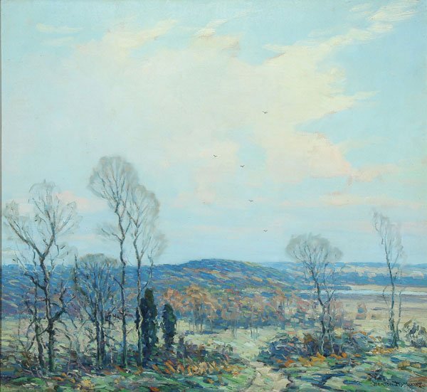 MARYLAND SCENE PAINTING BY B. B. MOORE(1882-1974): BENSON BOND MOORE(American 1882-1974)Anacostia Marshes Oil on canvasSigned lower right and verso with titled label22 inches x 24 inches SHIPPING NOTICE:Jackson’s is you