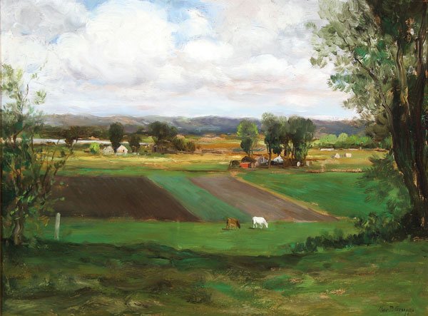 NICE CHARLES GRUPPE OIL LANDSCAPE PAINTING: CHARLES PAUL GRUPPE(American 1860-1940) Spring Landscape Oil on canvas Signed lower right 14 inches x 18 inches SHIPPING NOTICE: Jackson’s is your sole and only source for