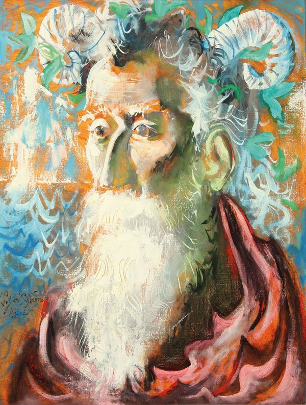AMERICAN MODERNIST PAINTING, BYRON BROWNE DATED 1958: BYRON BROWNE(American 1907-1961)The Old Satyr - 1958Oil on canvasSigned and dated lower left 1958 and titled on verso26 inches x 20 inches SHIPPING NOTICE:Jackson’s is