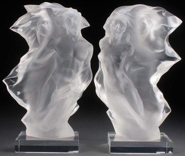 PAIR OF ACRYLIC SCULPTURES BY FREDERICK HART: FREDERICK ELLIOTT HART(American 1943-1999)Duet - 1996, a pairAcrylicInscribed on base and numbered 299/450Height 16.6 inches (42 cm) SHIPPING NOTICE:Jackson’s is your so