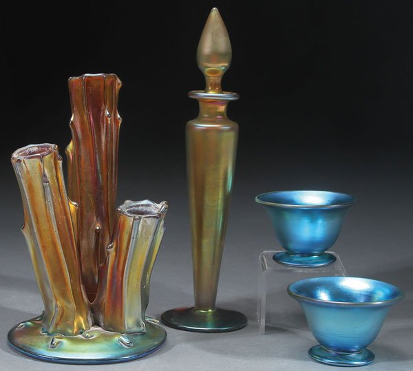 4 PCS CARDER STEUBEN GOLD & BLUE AURENE ART GLASS (1 of 4)