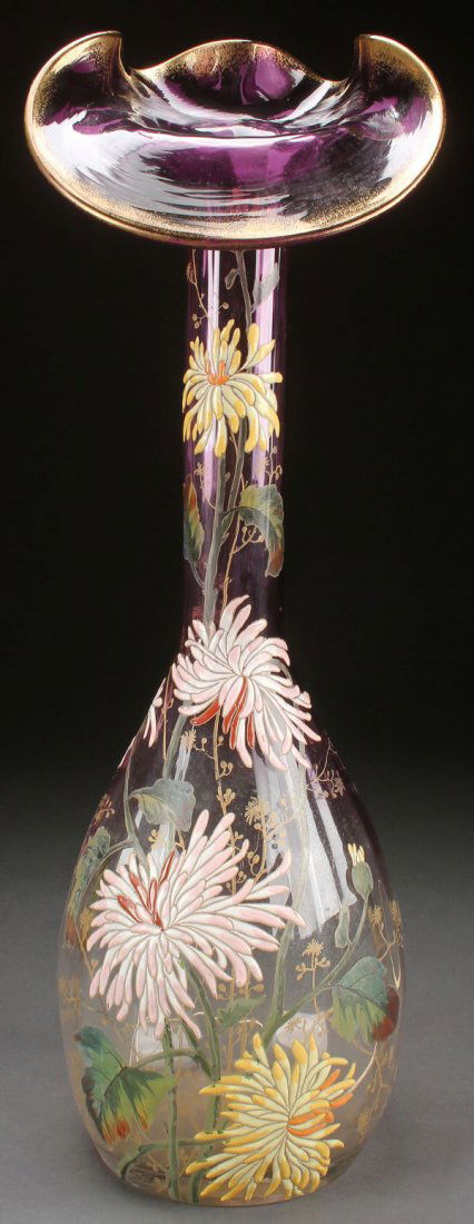 A LARGE AND IMPRESSIVE FRENCH ENAMELED ART GLASS (1 of 1)
