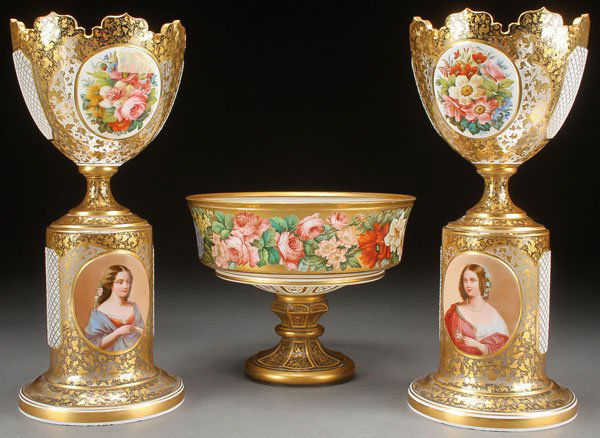 AN IMPRESSIVE BOHEMIAN THREE PIECE ENAMELED GLASS (1 of 1)